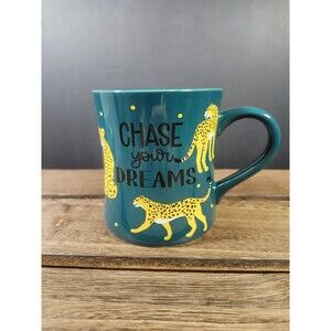 Trueliving Ceramic Mug Green 15Fl Oz  Cheetah's  Patterns ,"Chase Your Dreams"